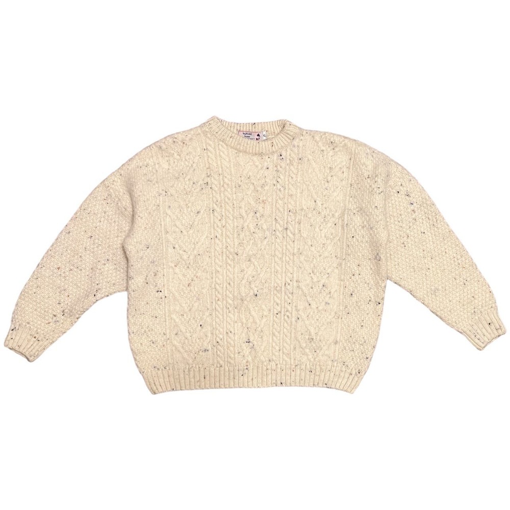 Vintage Chunky‎ Wool Cream Speckled Sweater Highland Home Women’s Size XL